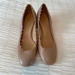 Chloe Lauren Pumps Sheep Waves Pink Tea Leather Scalloped Pumps 38.5